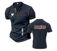 Mens Henley T-Shirt Half Sleeve for F.ai.r.y T.a.il Printing Activewear Stand Collar Tee Top Clothes Soft Short Slim Fit Comfort Polo Shirts-ZQS||x_l