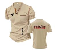 Mens Henley T-Shirt Half Sleeve for F.ai.r.y T.a.il Printing Activewear Stand Collar Tee Top Clothes Soft Short Slim Fit Comfort Polo Shirts-KQS||l