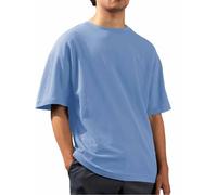 Mens Henley T-Shirt Mens Black Shirt Men's Tops with Collar Oversized Solid Color Crew Neck Short Sleeve Shirts Black Tshirt Men's Slim Fit (Light Blue, S)
