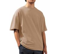 Mens Henley T-Shirt Mens Holiday Shirt Yellow Tops Button Up Oversized Solid Color Crew Neck Short Sleeve Shirts Men's Formal Tshirt Blue (Khaki, 3XL)