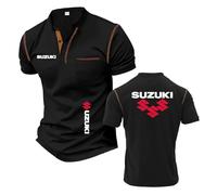 Mens Henley T-Shirts Comfortable Short Sleeve for SU.ZU.K.I Workout Short Sleeve Tee Polo Shirts Stand Collar Quick Dry Soft Tee Top Clothes-HeiS||x_l