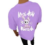 Men's Henley T-Shirts Short Sleeve Summer Tshirt Classic Slim Fit Stretch Casual Shirt with Front Placket Homewear Tshirts Grunge Clothing (Purple, L