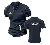 Mens Henley T-Shirts Streetwear for S.EC.URI.TY Active Half Sleeve Stand Collar Short Sleeve Stretch Tee Top Clothes Patchwork Polo Shirts-ZQS||xx_l