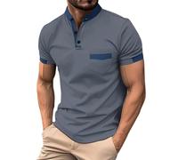 Mens Henley T Shirts with Pocket Casual Summer Button Down Stand Collar Short Sleeve T Shirt Regular Fit Breathable Lightweight Comfy Daily Stylish Sport Running Tshirt Work Out Gym Tshirts T-Shirt