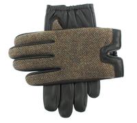 Men's Heritage Cashmere-Lined Abraham Moon Herringbone Tweed and Leather Gloves - HUNTER/SPRUCE/Beige / XL