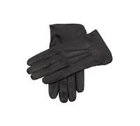 Men's Heritage Handsewn Three-Point Silk-Lined Peccary Leather Gloves - BLACK / 8.5