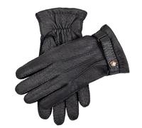 Men's Heritage Handsewn Three-Point Vicuña-Lined Peccary Leather Gloves - Black / M