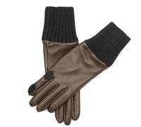 Men's Heritage Water-Resistant Silk-Lined Right Hand Leather Shooting Gloves with Cashmere Cuffs - Brown/Black / 7