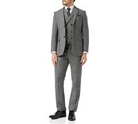 Mens Herringbone 3 Piece Suit Retro 1920s Grey Brown Tweed Classic Tailored Fit [SUIT-GREY-48]