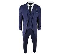 TruClothing AK-04 - Men's Herringbone Tweed 3 Piece Blue Suit Wedding Blinders - 50" Jacket 44" Trousers