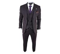 Mens Herringbone Tweed 3 Piece Suit Purple Plum Tailored 1920s Vintage Blinders - Plum 38