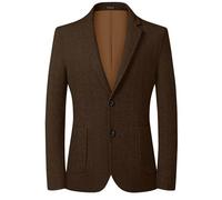 Mens Herringbone Tweed Blazer Vintage Wool Blend Sport Coat Jacket 2 Button Casual Wedding Groomsmen Prom Suit, Brown, XS