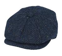 Mens Herringbone Wool Blend Newsboy Flat Cap Traditional Gatsby 8 Panel Peak Hat [WN2161NVY-NAVY-M]