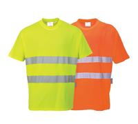 Mens Hi-Vis Cotton Comfort T-Shirt Short Sleeve Reflective Workwear Top