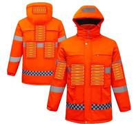 Men's Hi Vis Heated Jacket High Visibility Hooded Heating Coat USB Electric Heated Outerwear 3 Temperature Levels Heating Jacket Waterproof Windproof Reflective Workwear Safety Security Work Coat