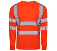 Mens Hi Vis High Visibility Reflective Tape T Shirt Long Sleeve Work Top Adults Work Wear Hi Viz Security Tee Top Construction Utility Work T-Shirt Top (Orange X-Large)