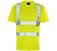 Mens Hi Vis Reflective Crew Neck T Shirt Adults Short Sleeve High Visibility Shirt Top Yellow