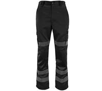 Mens Hi Vis Reflective Tap Strips Combat Cargo Trouser Pants Adults High Visibility Workwear Two Tone Pockets Trouser Black