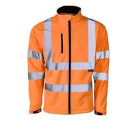Mens Hi Vis Softshell Jacket - High Visibility Waterproof Windproof Workwear Coat | Reflective Safety Site Jacket for Builders Construction Outdoor Work | Breathable Warm Soft Shell Top Orange XXL