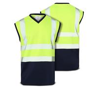 Men's Hi Vis Viz Plain & 2 Tone Sleeveless V-Neck T-Shirt Vest | High Visibility Warning Safety Work Wear Pullover Tank Muscle Top Shirt (UK, Alpha, L, Regular, Regular, Yellow/Navy)