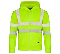 Men's Hi Vis Viz Plain & Two Tone Safety Security Zipped Hooded Hoody Jumper, High Visibility Work Fleece Safety Sweat Shirt Warm Security Jacket Zip Hoodie (UK, Alpha, XL, Regular, Regular, Yellow)