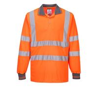 Mens Hi Vis Viz Polo Shirt Long Sleeve High Visibility Breathable Workwear Top