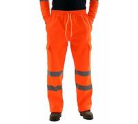 Mens Hi Vis Work Trousers Orange Railway Safety Regs,High Visibility Work Joggers Men Lightweight Cargo Pants Breathable Safety Trousers with Reflective Striped Workwear for Building Site