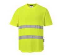 Mens Hi-Viz Cotton Mesh Insert T-Shirt 40+ UPF Rated Moisture Wicking Fabric