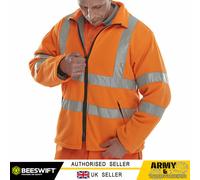 Mens Hi Viz Fleece Work Jacket Site Jacket Warm Safety Top Zipped Pockets Trade