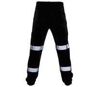 Mens Hi Viz Safety Work Trousers with High Visibility Reflective Fluorescent Tape Hi Vis Two Tone Combat Side Pocket Bottoms Joggers Pants Orange Hi Vis Waterproof Overtrousers Workwear Grey