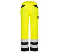 Mens Hi-Viz Work Service Trousers Yellow Black Portwest PW241 Size: W46" - L31"