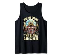 Mens Hide The Snacks Alpha Dad is Here Funny Bear Daddy Tank Top