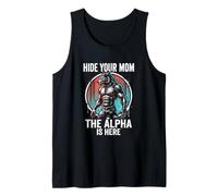 Mens Hide Your Mom The Alpha is Here Wolf Male Werwolf Meme Tank Top
