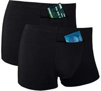 Men's Hide Your Stash Boxer Briefs with Secret Hidden Pocket Underwear, 2 Packs (Black)