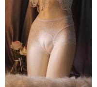 Men's Hiding Gaff Panties, Shaping Briefs for Crossdress and Transgender, Low Waist T-Back Underwear in Black White Skin Color(White)