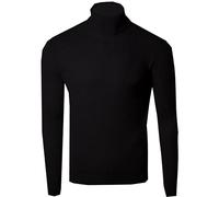 Men's High Neck Jumper Turtle Neck Sweatshirt Long Sleeve Sweater Solid Colour Pullover for Men, Black, Size- L
