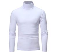 Men's High Neck Sweatshirts - Elastic Sweatshirts for Men Solid Colour Sweatshirt Chic and Comfortable for Autumn/Winter Lightweight Casual Soft Sweatshirt, white, XL