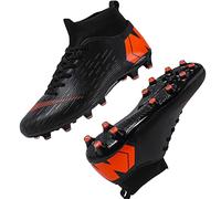 Mens High Quality Football Boots Football Boots for Walking Firm Ground Athletic Football Boots for Outdoor/Indoor/Games/Training, 8888 Cd Black, 9.5 UK