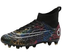 Mens High Top Firm Ground Soccer Boots Big Boys Walking Athletic Football Boots for Outdoor/Indoor/Game/Training, 028 Cd Black, 7 UK