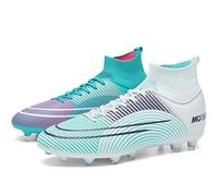 Mens High Top Firm Ground Soccer Boots Big Boys Walking Athletic Football Boots for Outdoor/Indoor/Game/Training, 500 Cd Whitemoon, 7 UK