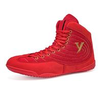 Men's High Top Professional Wrestling Boots Breathable Lightweight Male Adult Non Slip Fitness Sneakers for Fitness Training ,Red,5.5 UK