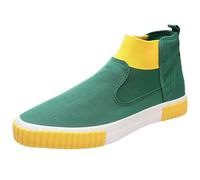 Men'S High-Top Slip On Trainers Flats Canvas Shoes Lightweight Outdoor Running Shoes Thick Bottom Non-Slip Sneakers Casual Plain Breathable Walking Athletic Sneaker Hands-Free Footwear For Jogging