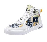 Mens High Top Trainers, Fashionable Street Sneakers Lightweight Flat Lace Up Casual Shoes High Top Ankle Boots Breathable Outdoor Shoes Fitness Trekking Footwear Walking Sneaker