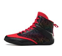 Men's High Top Wrestling Boots Lace-Up Lightweight Male Adult Boxer Sneakers Non Slip Workout Footwear for Fitness,Black,5.5 UK