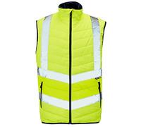 Mens High Visibility 2 Tone Puffer Bodywarmer Gilet Adults Hi Viz Zip Up Vest Winter Waistcoat Top (Puffer Bodywarmer Plain Yellow Medium)