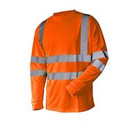 Mens High Visibility Long Sleeve T Shirts Boys Hi Viz Reflective Tape Work Top#(Orange Hi Viz Tshirt #Small#Mens)