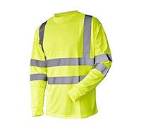 Mens High Visibility Long Sleeve T Shirts Boys Hi Viz Reflective Tape Work Top#(Yellow Hi Viz Tshirt #5X Large#Mens)