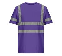 Mens High Visibility Short Sleeves Quick Dry T Shirts Reflective Tape Safety Hi Vis Round Crew Neck Security Work Breathable Workwear Top Tee Workout Outdoor Athletic Top UK Size 8 10 12 14 16 Sale