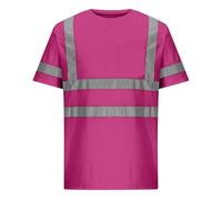 Mens High Visibility Short Sleeves Quick Dry T Shirts Reflective Tape Safety Hi Vis Round Crew Neck Security Work Breathable Workwear Top Tee Workout Outdoor Athletic Top UK Size 8 10 12 14 16 Sale