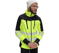 Men's High Visibility Work Jacket - High Visibility Jacket - Hi-Vis High Visibility Jacket - Hi-Viz Pullover Hoodie - Highly Visible Safety Coat - Softshell Jacket - Windproof - Yellow/Black - L
